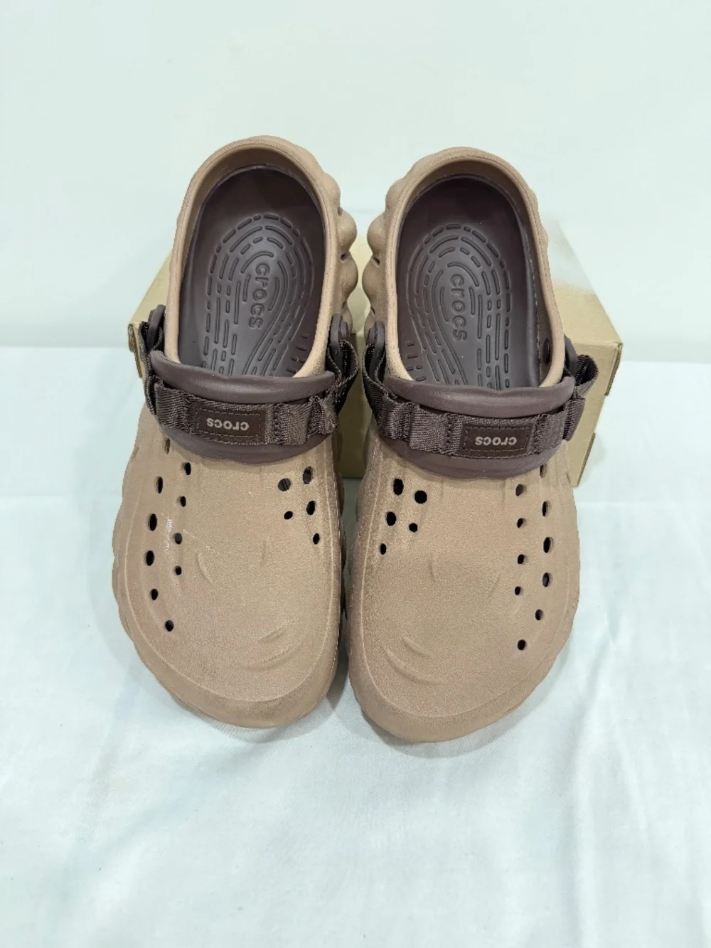 Used W/O Box! Mens Crocs Echo Brown Athletic Comfortable Slip On Sandals Size 11